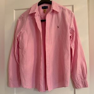 Polo Ralph Lauren Boys XL 18-20 Pink Gingham Button Down | Fits Women’s S/M